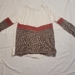 CY Cream Topper with Leopard pattern bottom Shirt